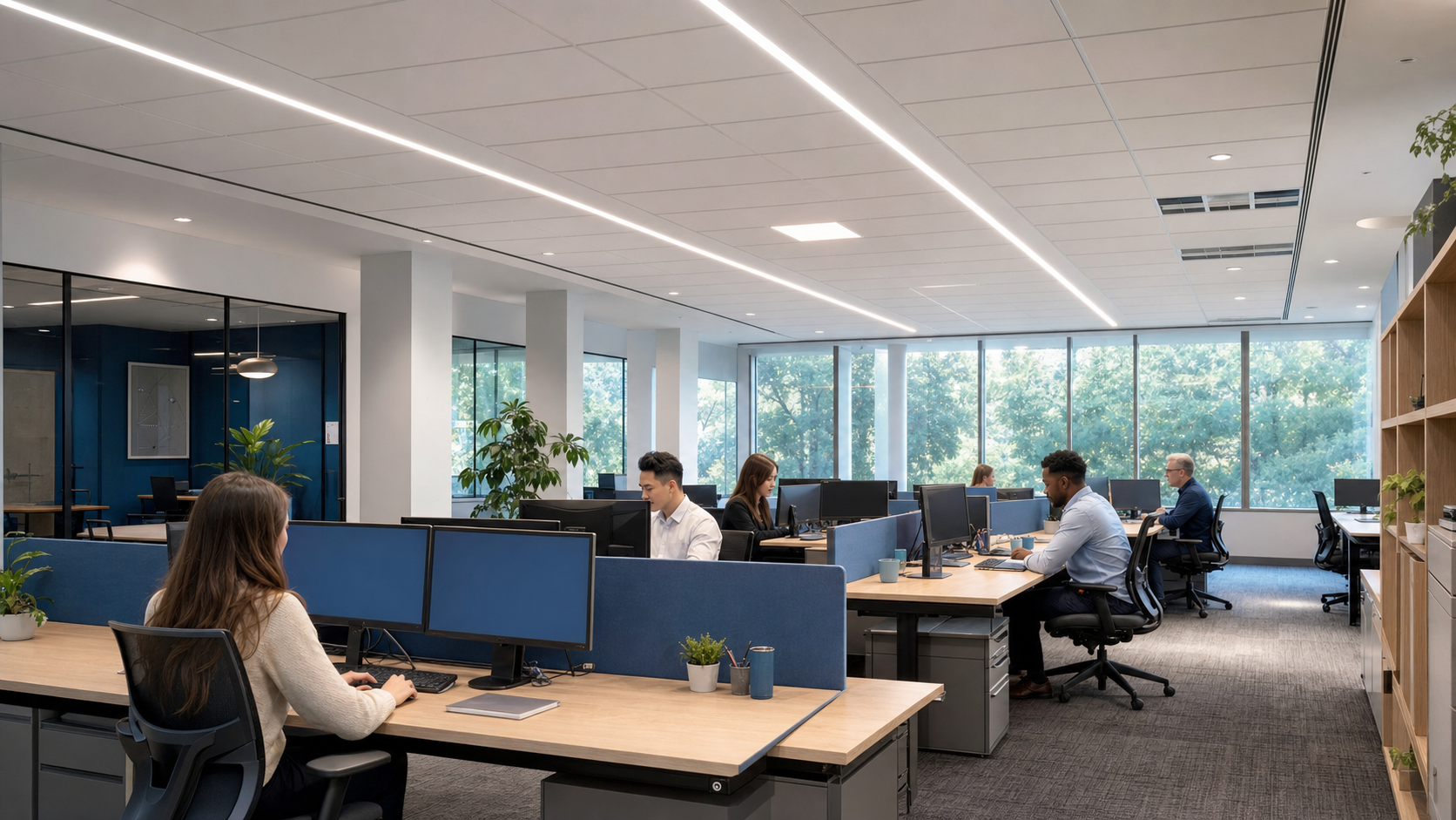 Diseño de iluminación en oficinas corporativas: Confort visual y productividad