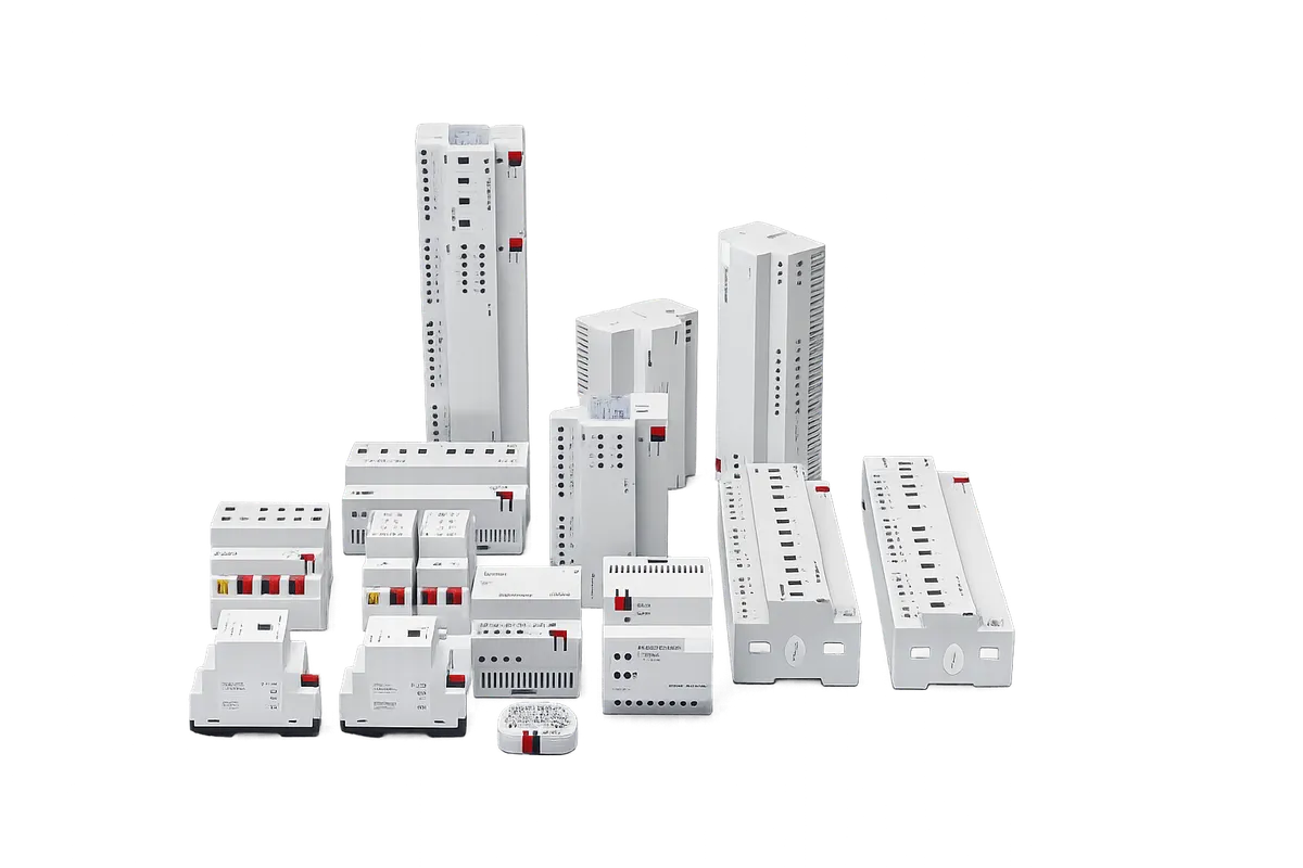 Plano CAD de integración de sistemas KNX, BMS y DALI