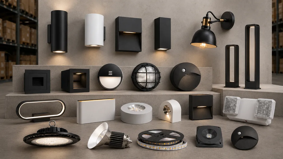 Catálogo de luminarias LED Witronix — downlights, apliques y lámparas de pie